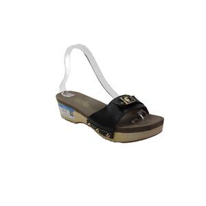 Flogg Womens Block Heel Single Strap Slide Sandals Black Brown Size 6M